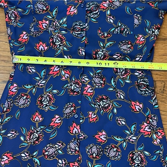 Express Maxi Dress Women's Small Blue Floral Long Roll Tab Sleeves Button Front - Picture 15 of 16